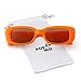 ADE WU Rectangle Sunglasses for Women Men Cute 90s Trendy Narrow Rectangular Sun Glasses Rave Fashion Y2K Unisex Stylish,Neon Orange Frame Brown Lens