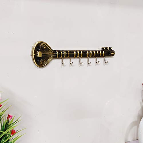 Image of KridayKraft Metal Veena Key Holder Decorative for Wall and Gift for Have House Warming Anniversaries, Birthday, Wedding Gifts, Return Gifts, Corporation Gifts, Religious-Gifts & Indian Festivals.