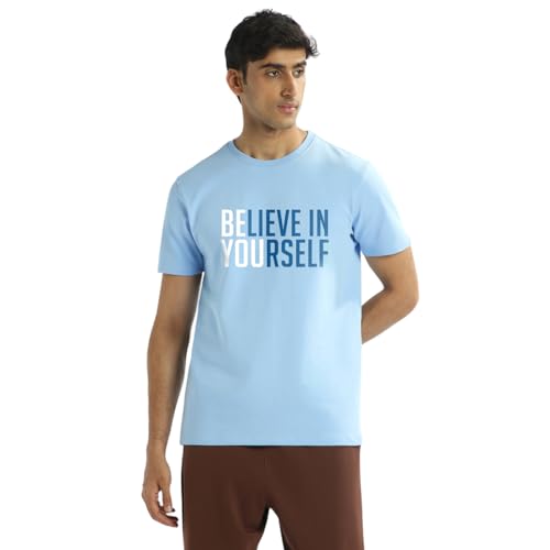 T-shirt Typography homme NOBERO haut coton bleu poudré grande taille