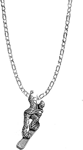 Collier snowboard argent sterling 925 pendentif chaîne 40,6 cm Prideindetails