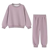 [YumeFlair] 子供用カジュアルスポーツウェア ファッション長袖スウェットシャツ 快適なスポーツパンツ 男の子 女の子 幼児服 幼稚園児 キッズ 無地子供用セット 上着 下着 春 秋 パープル 90 [並行輸入品]