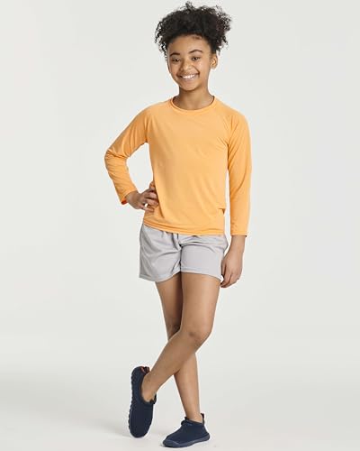 Image of Real Essentials 4 Pack: Girls' Rash Guard Swim Shirts - Long Sleeve UPF Sun Protection Tops (Ages 4-16)