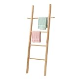 Relaxdays porta asciugamani a scaletta, 4 pioli, legno di noce, per bagno