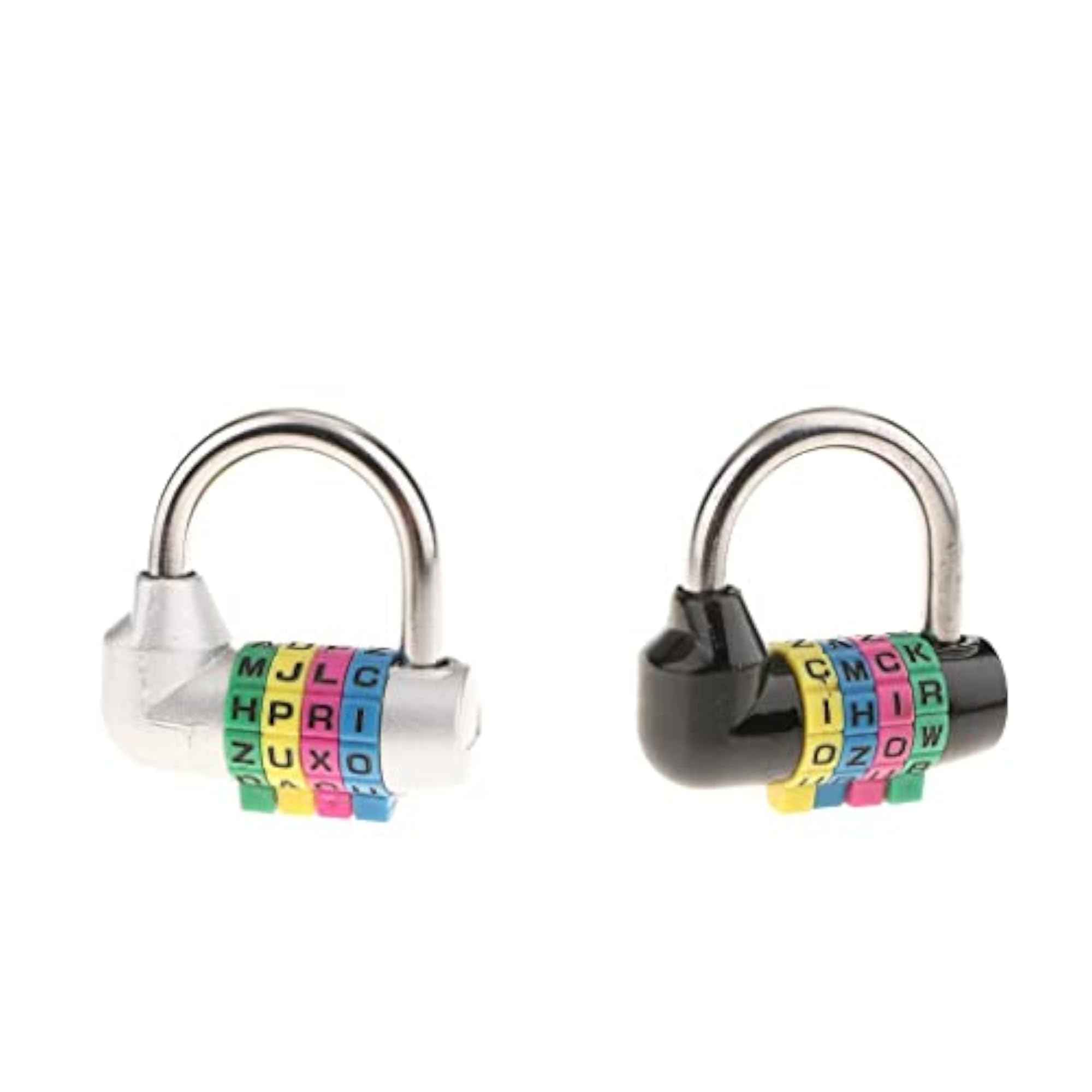 4 Digit Dial Letter Combination Padlock, Silver & Black