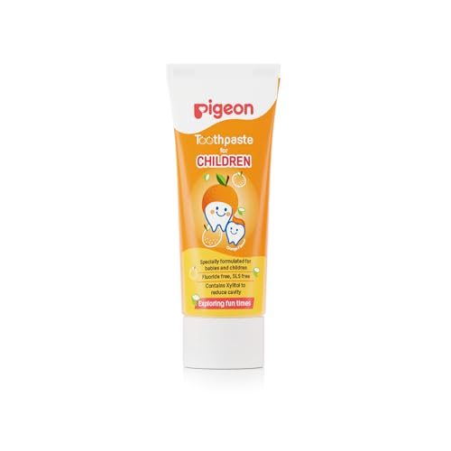 Image of Pigeon Orange Toothpaste for Babies & Kids 45 g | Fluoride & SLS Free | Colour & Paraben Free | pH-Balanced Gentle Daily Oral Care