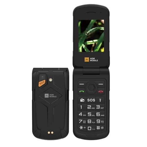 AGM M10 4G Klapphandy, Robustes Großtasten Mobiltelefon, Outdoor Handy ohne Vertrag für die Baustelle, IP68 Wasserdicht, SOS-Taste, Dual SIM, 1200mAh