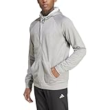 Coupe standard. adidas Men\'s Veste à Capuche entièrement zippée 3 Bandes Grand Logo Training Game and Go, Medium Grey Heather, M
