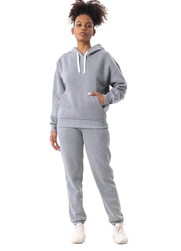 Image of Facitisu Women Fleece Sweatsuit 2 Piece Outfit Winter Warm Sherpa Lined Tracksuit Zip Up Hoodie Sweatshirts and Sweatpants