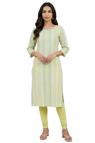 Kurta droite coton jaune rayé Aurelia L vêtement traditionnel tunique femme