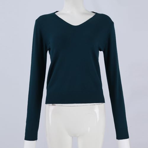 Sweaters for Women Long Sleeve V Neck Shirts Business Casual Work Blouses 2025 Fall Loose Knit Pullover Sweater Tops4