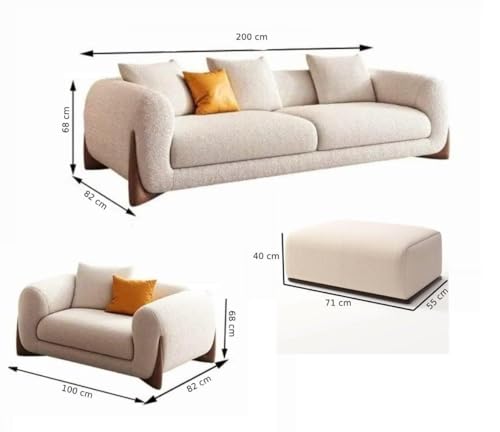 Image of Polyester Velvet Contemperory Sofa Set with Cushion Chaise Lounge, Sectional Sofa Perfect for Your Living Room,Guests Room & Office. (Green 3+1+1puffy)