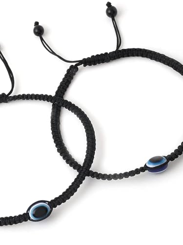 Image of Black Beauty Nazar Dhaga Bracelet With Knotted Beads Rosary Design Avoid Negetive Enegy Adjustable Black Thread Anklet For Evil Eye & Good Luck, Amulet for Success & Prosperity for Men, Women, Girls & Boys