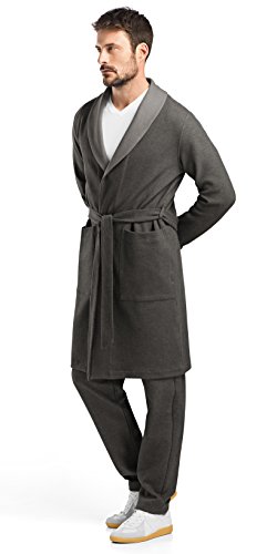 HANRO Men's Paul Robe, Twill Pattern, Large