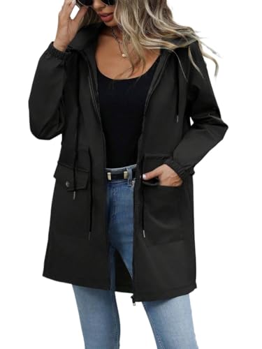 Chic Black Women's Fall Winter Hoodie Jacket - Perfectly Cozy & Stylish in X-Large