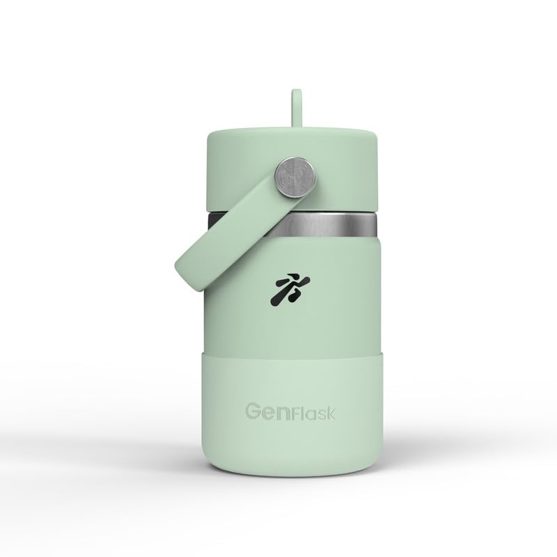 Image of VBOTT GENFLASK-Ozil -380 ml|Thermosteel Flask with Straw Sipper & Carrying Loop| SS 304 Water Bottle|Hot /Cold-18 /24 hrs|Insulated Bottles| SEA Green Colour|Multipurpose