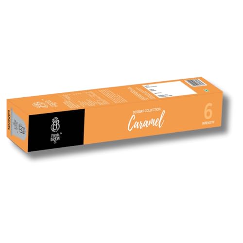 Image of Fresh Brew Co. Caramel | Intensity 6 Coffee Capsules | 10 Aluminium Capsules | Nespresso Compatible | Indulge in Sweet, Creamy Caramel Flavor for a Delightful Coffee Experience