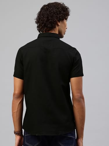 Image of Majestic Man Men Slim Fit Pure Cotton Solid Half Sleeve Casual Shirt