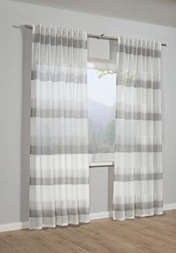 Gardinia Curtain with Concealed Loops and Tape, Opaque Curtain, Etamine, Grey, 140 x 245 cm, W 55.1" x L 96.5" (1 Panels) - Image 2