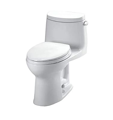 TOTO MS604114CEFRG#01 UltraMax II One-Piece Elongated 1.28 GPF Universal Height Toilet with Right-Hand Lever and CEFIONTECT, Cotton White
