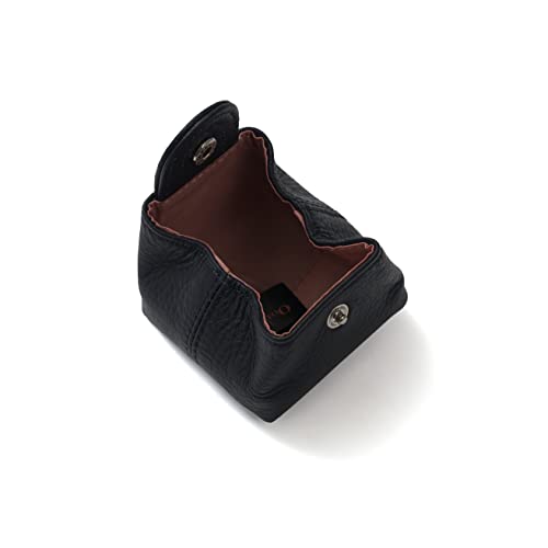 Image of Cockatoo Genuine Leather Coin Pouch Change Holder, Mini Snap Pocket Wallet for Men Women (Navy Blue, Small)