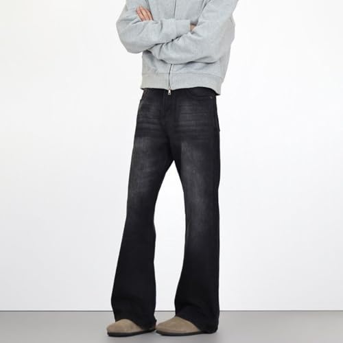 Jeans Pants Trouser Denim Street Trendy Wide Leg Loose Retro Grey Flare Micro Horn Commuter Casual Straight Men4