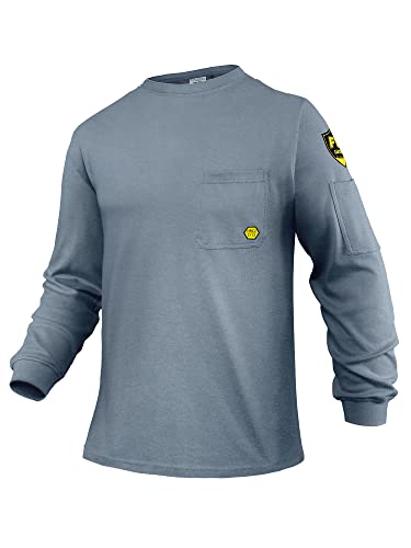 PTAHDUS FR Shirts for Men,5.5oz/7.1oz Round Neck Flame Resistant ...