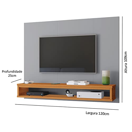 Estante Livro Painel Tv 43 32 42 50 Polegadas Sala Quarto Ripado (Cinza/Cinamomo)