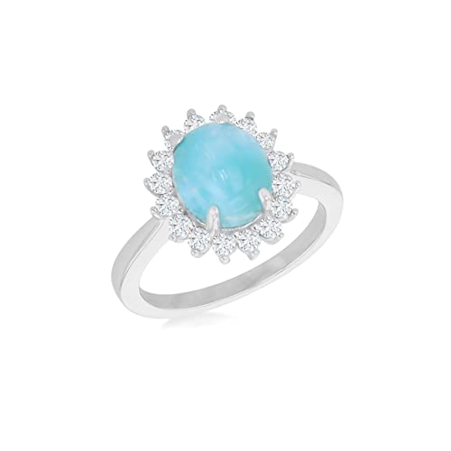 Bague larimar femme argent anti-noircissement avec zircone