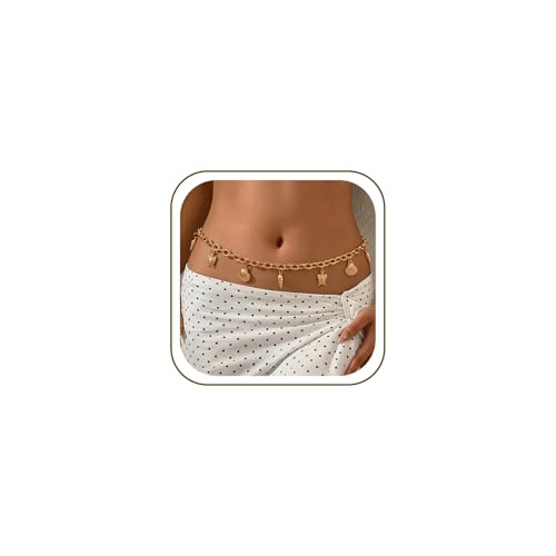 Balteus Gold Starfish Seashell Waist Chain Belt for Women Boho Shell Beaded Bikini Body Belly Chain Seashell Jewelry for Summer Beach Vacation