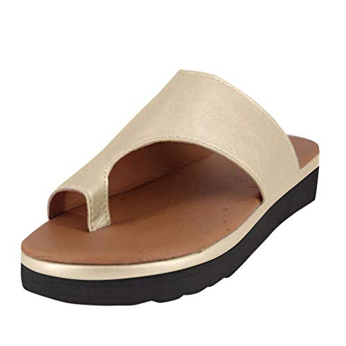 sdtdia Zapatos de Sandalias Confortables y cómodos para la Mujer Zapatillas de Viaje de Playa de Verano Zapatos cómodos, Corrección de Hueso de Dedo Gordo del pie (38 EU, Oro)