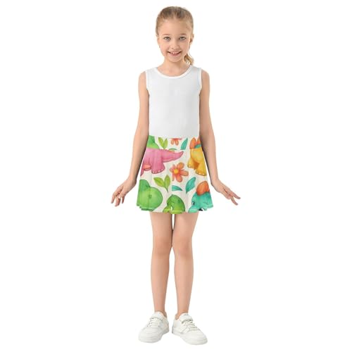 Flowy Girls Skorts Athletic Shorts Skirts with Shorts Butterfly Skirt Cute Dinosaurs Colorful Flowers 4t3