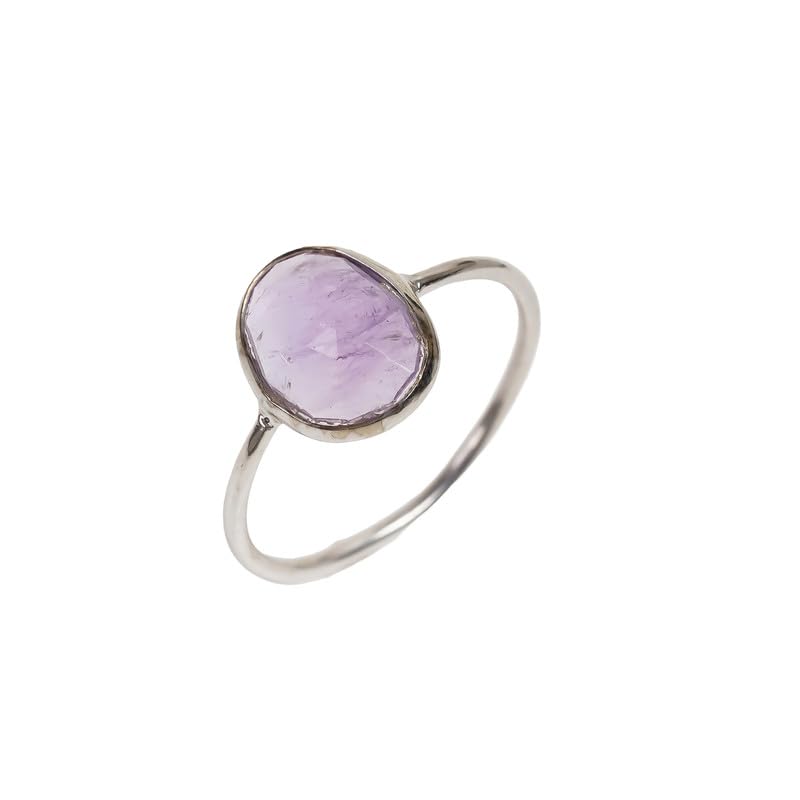 Bague de mariage en améthyste et argent 925 fait main pour femme