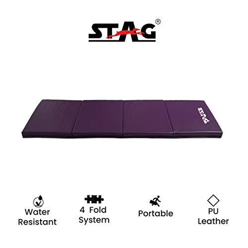 Image of STAG Multi-Purpose Foldable Fitness MAT 180 CM X 60 CM X 30 MM | Use as Tumbling mat, Gymnastics mat, Crash pad | Thick Foam | for Both Men and Women