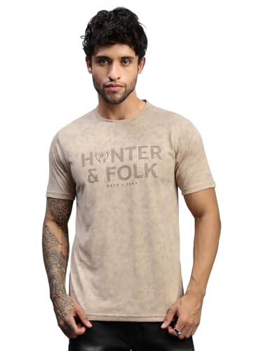 Image of Lux Nitro Men's Cloud Burst Printed Half Sleeve T-Shirt | Cotton Blend Round Neck Tee | Regular Fit Casual Wear