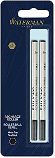 Waterman Rollerball Pen Refill | Fine Point | Black Ink | 2 Count
