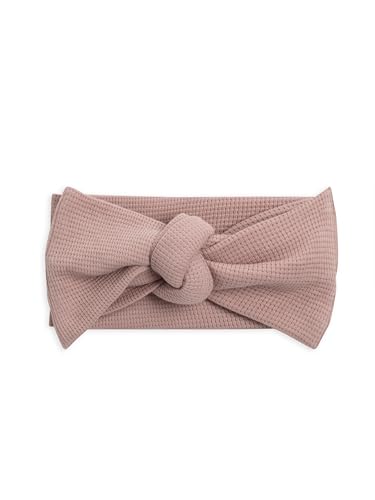 Image of Colored Organics Baby Organic Cotton Hattie Bow Wrap Headband - Fig Waffle