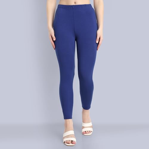 Image of ONE SKY Women Ankle Length Leggings | Premium Cotton Modal Spandex Blend | High Waist Stretchable & Bio-Washed Fabric | Colour-Lock | Ethnic Leggings for Women