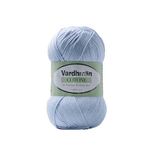 Image of Vardhman Threads & More Cotone DK Weight Yarn - 51% Cotton 49% Acrylic Blend - 100g Ball 250m Length - Perfect for Knitting Crochet Amigurumi (Pastel Blue)