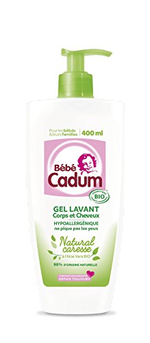 Bébé Cadum Gel Lavant Corps/Cheveux Natural Caresse Bio à l'Aloe Vera Bio Bébé 400 ml