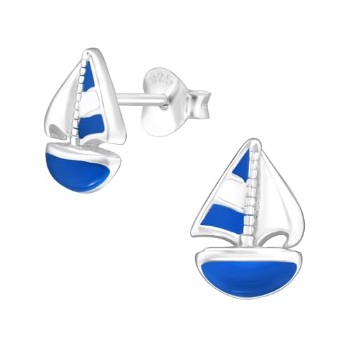 925 Sterling Silver Small Sailboat Stud Earrings 11286 46412