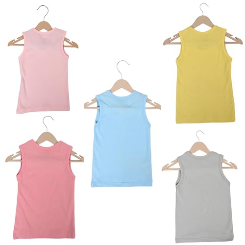 100% Cotton Unisex Sleeveless Kids Baniyan (Pack of 5) | Vests for Kids | Baby Vests | Sando | Upto 4 Years Boys & Girls | Summer Wear Banyan