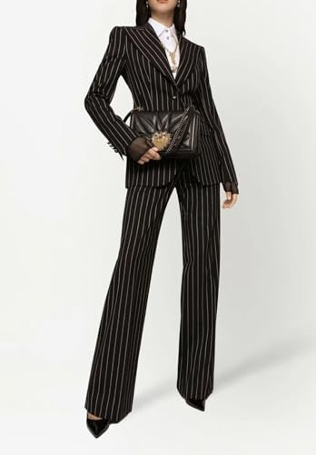 Chic Women's Striped Suit Set in Black - Elegant Slim Fit Blazer and Pants for Office & Business Wear by JYDress - Image 3