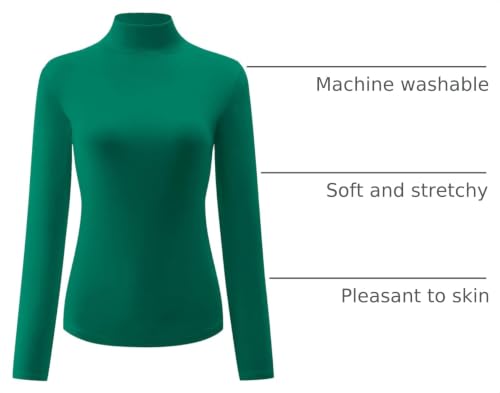 Image of Kindcall Womens Slim Fitted Mock Turtleneck Tops Long Sleeve Lightweight Base Layer Shirts
