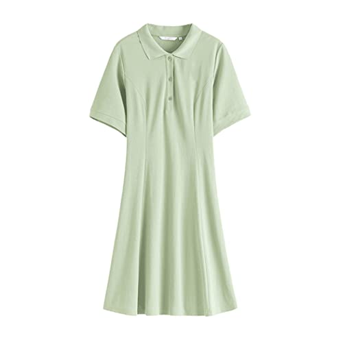 Robe mi-longue polo vert Haitpant avec broderie cerise idéale pour le quotidien décontracté