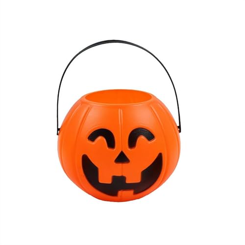 Canasta de Halloween con forma de calabaza para truco o trato, cubo grande de 6.7 pulgadas para añadir al ambiente festivo, regalo de truco o trato, decoraciones de Halloween (1 unidad)