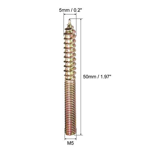Image of uxcell M5x50mm Hanger Bolts, 48pcs Double Ended Thread Dowel Screws for Wood Furniture Connecting