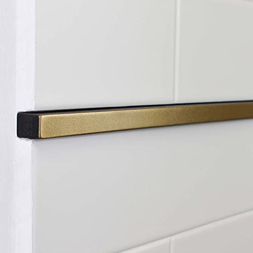 Questech Décor Tile Trim, 3/4 X 12 Inch Linear Flat Pencil Tile Edge Trim Cap, Decorative Shower Tile Liner, Kitchen Tile Border Backsplash Trim, Gold Finish, 12 Pack #TOP2