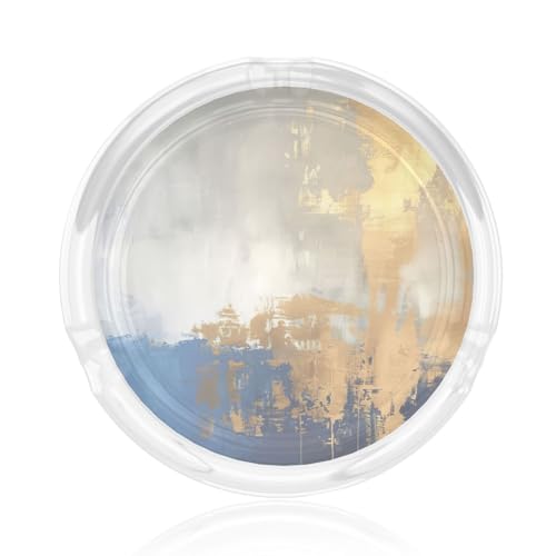 Posacenere rotondo in vetro trasparente da 8,4 cm, per decorazione esterna, casa, ufficio, patio, auto, facile da pulire