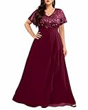 Burgundy Plus Size Dresses Formal Evening Gowns Mother of Bride Long Wedding Guest Prom Christmas New Year Holiday Dress