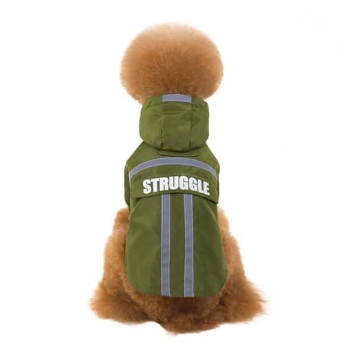 大型犬用防水犬用レインコート折りたたみ式収納ペットレインコートテディブルドッグアウトドア活動用レインギア (L,緑色)